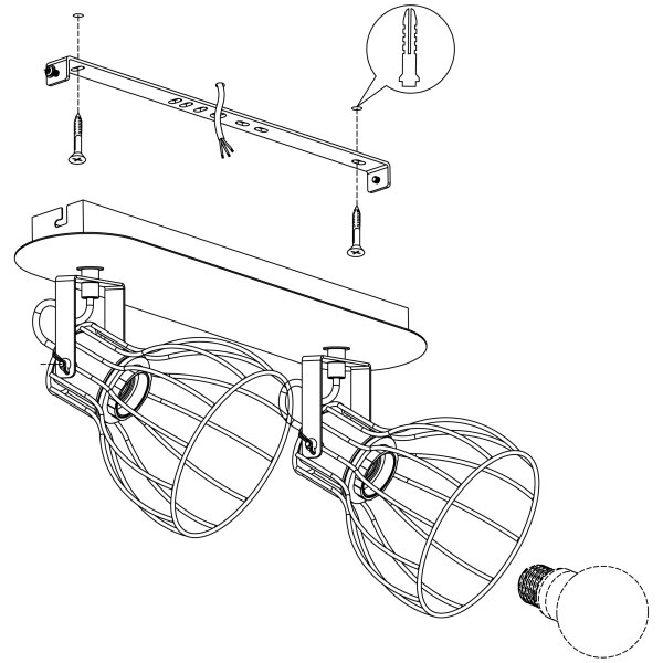 Eglo 98135 - Reflektor SAMBATELLO 2xE27/40W/230V