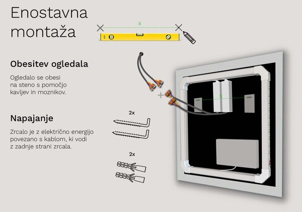 SMART Kopalniško ogledalo z LED osvetlitvijo M1 + SmartScreen with Google Chromecast
