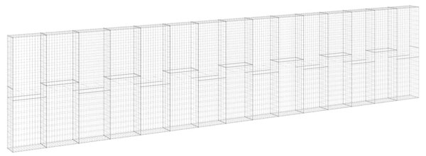 VidaXL Gabionska stena s pokrovi pocinkano jeklo 900x30x200 cm