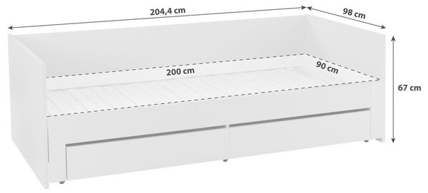 Mömax Raztegljiva Postelja Jan, Bela, 90-180x200