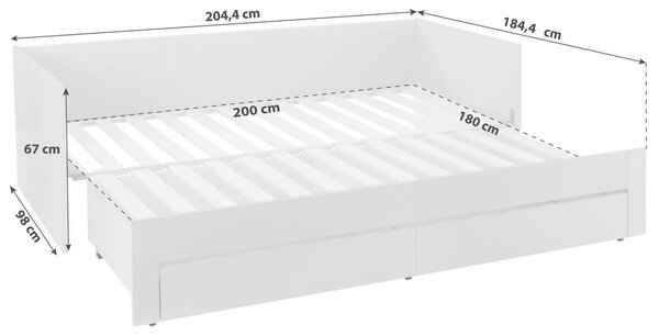 Mömax Raztegljiva Postelja Jan, Bela, 90-180x200