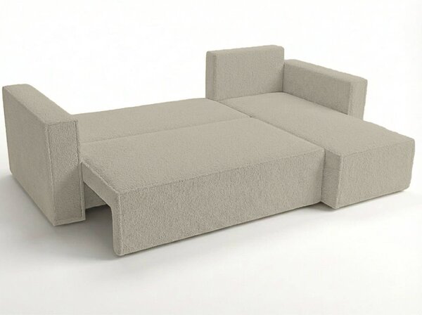 Sivo bež raztegljiva kotna sedežna garnitura SMART BOUCLE, 232x143 cm, obojestranska