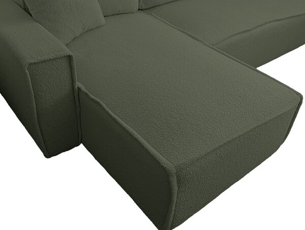 Akcija Raztegljiva obojestranska sedežna garnitura v obliki črke L SMART BOUCLE 232x143 cm, temno zelena II. kakovost