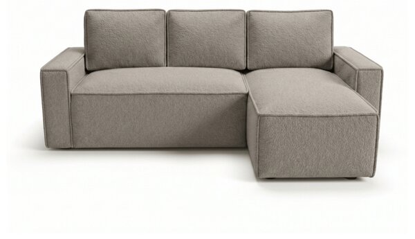Sivo bež raztegljiva kotna sedežna garnitura SMART BOUCLE, 232x143 cm, obojestranska