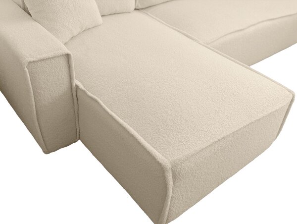 Kremna raztegljiva kotna sedežna garnitura SMART BOUCLE, 232x143 cm, obojestranska