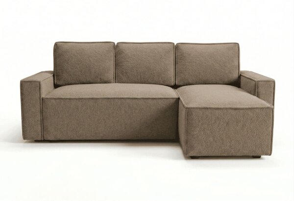 Temno bež raztegljiva kotna sedežna garnitura SMART BOUCLE, 232x143 cm, obojestranska
