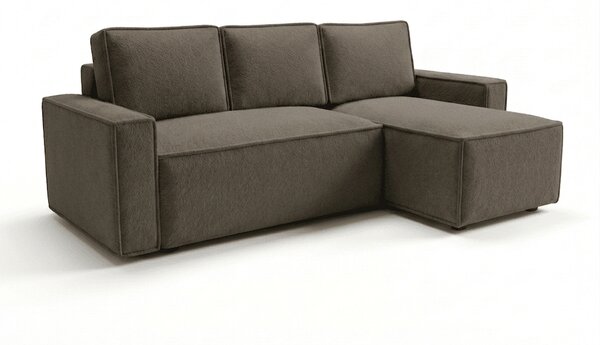 Sivo rjava raztegljiva kotna sedežna garnitura SMART BOUCLE, 232x143 cm, obojestranska
