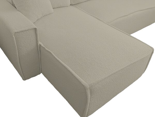 Sivo bež raztegljiva kotna sedežna garnitura SMART BOUCLE, 232x143 cm, obojestranska