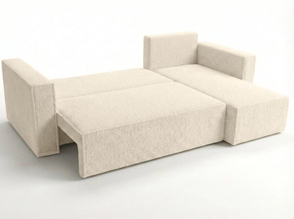 Kremna raztegljiva kotna sedežna garnitura SMART BOUCLE, 232x143 cm, obojestranska