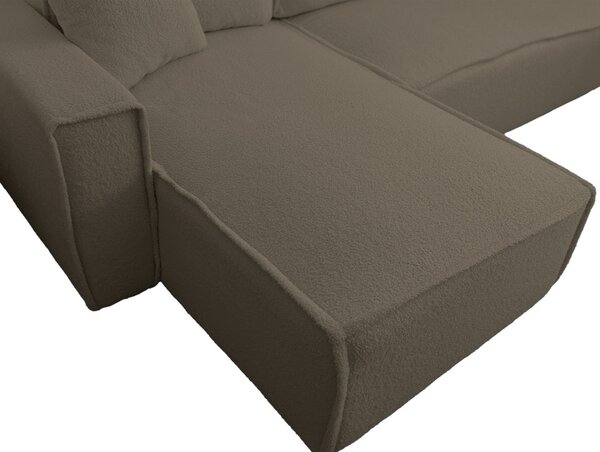 Sivo rjava raztegljiva kotna sedežna garnitura SMART BOUCLE, 232x143 cm, obojestranska
