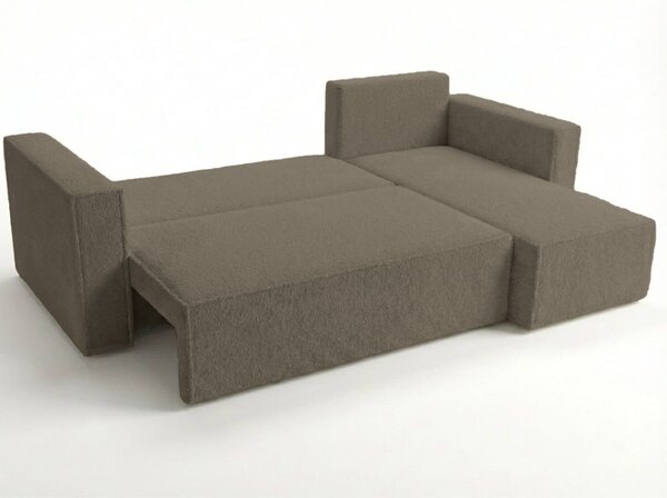 Sivo rjava raztegljiva kotna sedežna garnitura SMART BOUCLE, 232x143 cm, obojestranska