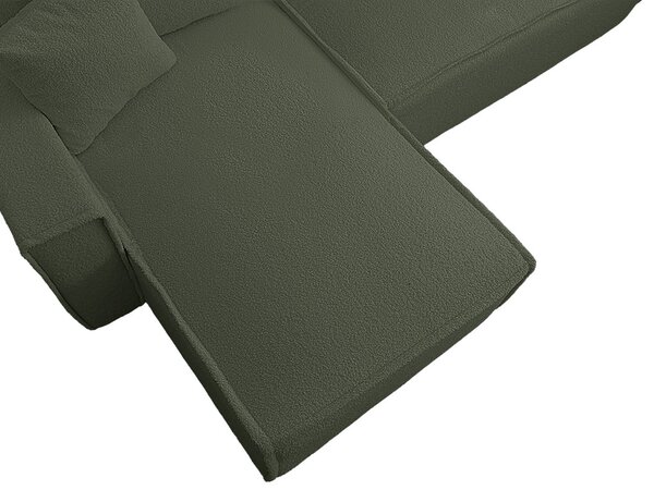 Akcija Raztegljiva obojestranska sedežna garnitura v obliki črke L SMART BOUCLE 232x143 cm, temno zelena II. kakovost