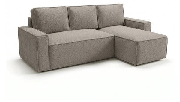 Sivo bež raztegljiva kotna sedežna garnitura SMART BOUCLE, 232x143 cm, obojestranska