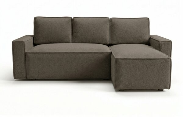 Sivo rjava raztegljiva kotna sedežna garnitura SMART BOUCLE, 232x143 cm, obojestranska