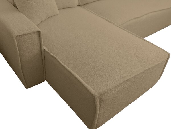 Temno bež raztegljiva kotna sedežna garnitura SMART BOUCLE, 232x143 cm, obojestranska