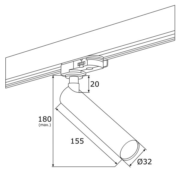 Argon 4355 - LED Reflektor za tračni sistem ELBRUS LED/4,5W/230V črna