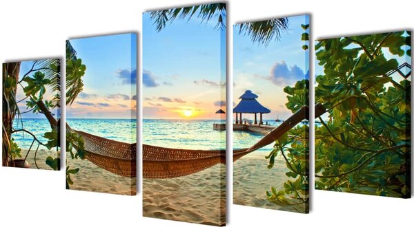 Set platen s printom peščene plaže in mreže 200 x 100 cm