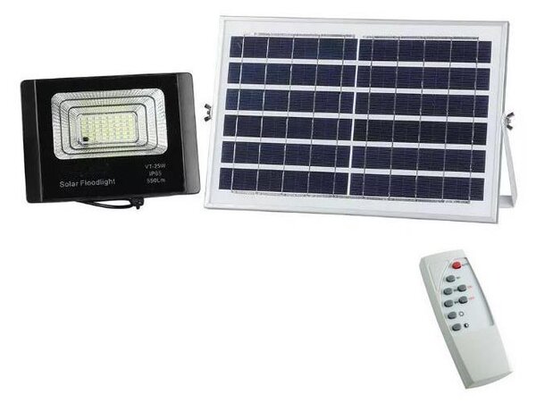 LED Zatemnitveni solarni reflektor LED/12W/3,2V 6000K IP65 + Daljinski upravljalnik