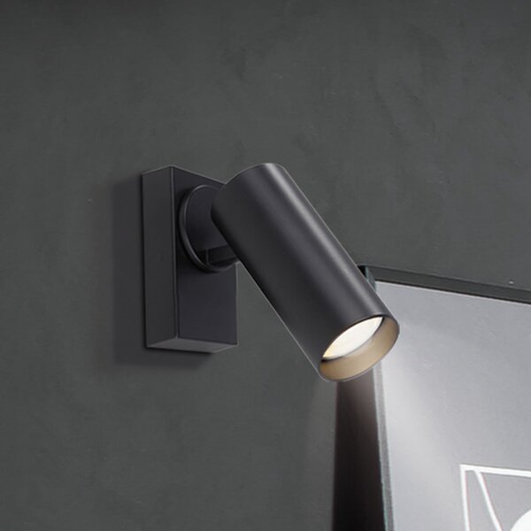 Schöner Wohnen Stenski reflektor RIK, črn, enogorni, 20 cm, kovinski, GU10-LED, Črna, Dnevna soba / jedilnica, Aluminij, Sodobni