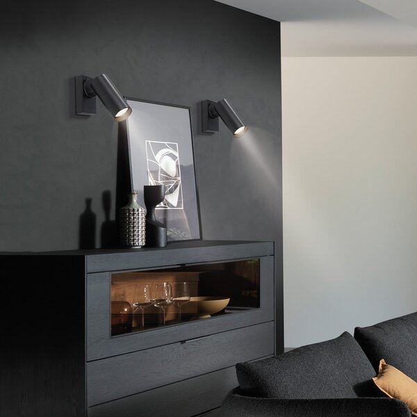 Schöner Wohnen Stenski reflektor RIK, črn, enogorni, 20 cm, kovinski, GU10-LED, Črna, Dnevna soba / jedilnica, Aluminij, Sodobni