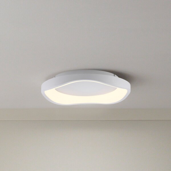 Schöner Wohnen LED-stropna svetilka MONTA, bela, Ø 40 cm, kovinska, Switchdim, zatemnjen, Bela, Dnevna soba / jedilnica, Kovina, Sodobni