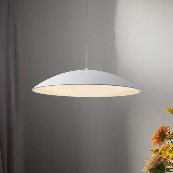 Schöner Wohnen LED-visoka svetilka LENTE, bela, Ø 50 cm, kovina, Switchdim, zatemnjen, Bela, Dnevna soba / jedilnica, Kovina, Sodobni