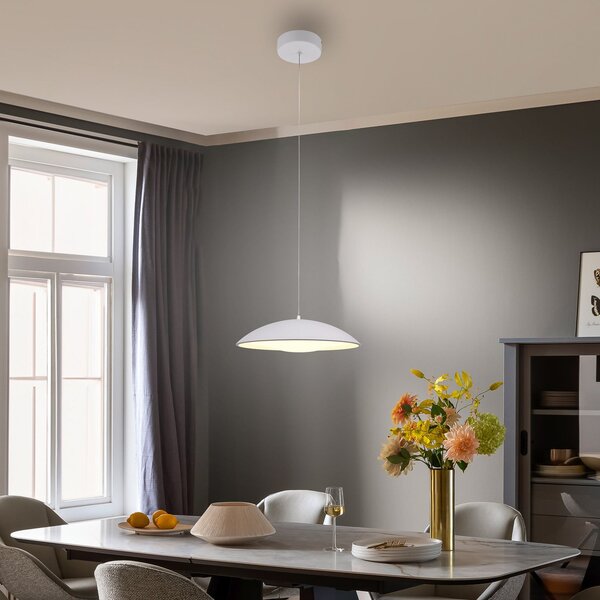 Schöner Wohnen LED-visoka svetilka LENTE, bela, Ø 40 cm, kovina, Switchdim, zatemnjen, Bela, Dnevna soba / jedilnica, Kovina, Sodobni