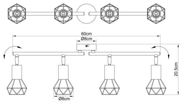 Globo 54802S-4AB - Reflektor XARA 4xE14/40W/230V