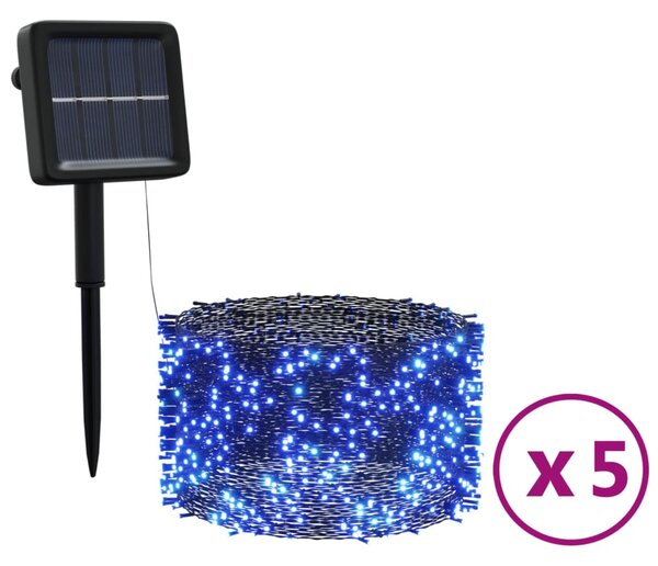 VidaXL Solarne svetlobne verige 5 kosov 5x200 LED modre