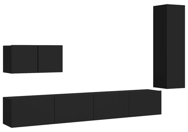 VidaXL Komplet TV omaric 4-delni črna iverna plošča