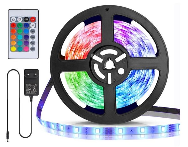 Aigostar - LED RGB Zatemnitveni trak 5m LED/24W/12/230V IP65 + Daljinski upravljalnik