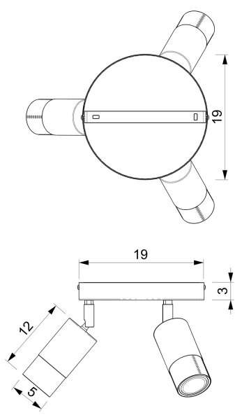 Reflektor LINK 3xGU10/8W/230V črna/medenina