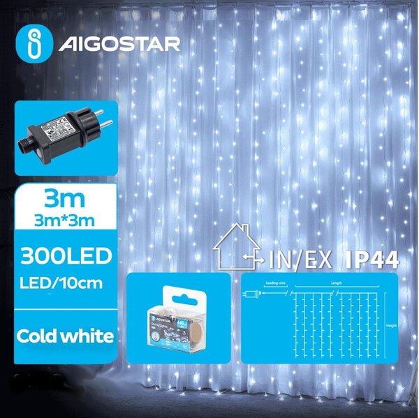 Aigostar - LED Zunanja božična veriga 300xLED/8 funkcij 6x3m IP44 hladno bela