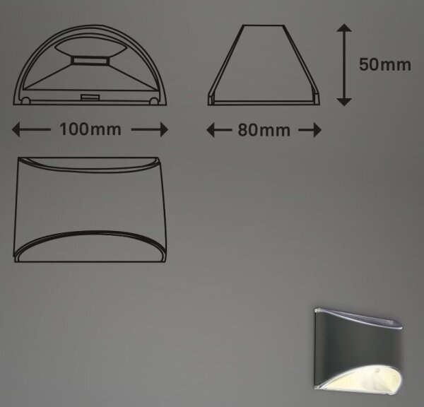 Briloner 3133015 - LED Solarna stenska svetilka LED/2W/3,7V IP44 3000K