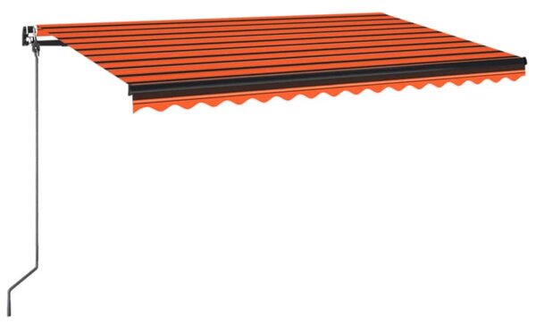 VidaXL Ročno zložljiva tenda z LED lučmi 450x350 cm oranžna in rjava