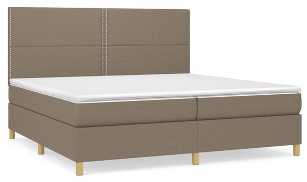 VidaXL Box spring postelja z vzmetnico taupe 200x200 cm blago