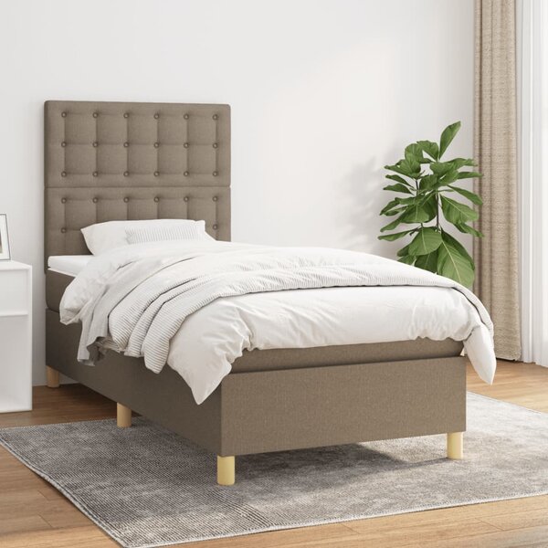 VidaXL Box spring postelja z vzmetnico taupe 80x200 cm blago