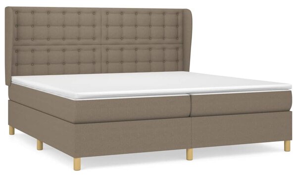 VidaXL Box spring postelja z vzmetnico taupe 200x200 cm blago