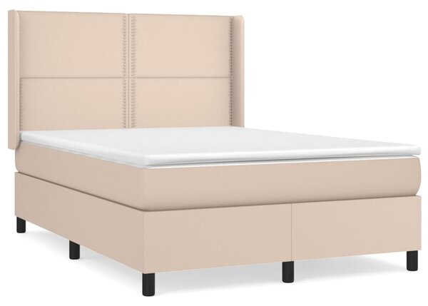 VidaXL Box spring postelja z vzmetnico kapučino 140x200cm umetno usnje