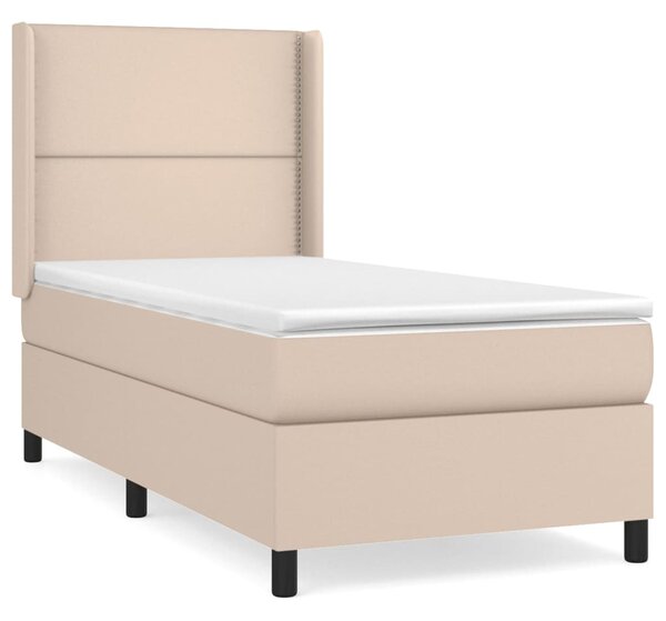 VidaXL Box spring postelja z vzmetnico kapučino 80x200 cm umetno usnje