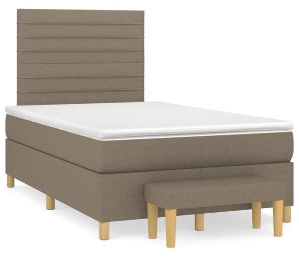 VidaXL Box spring postelja z vzmetnico taupe 120x200 cm blago