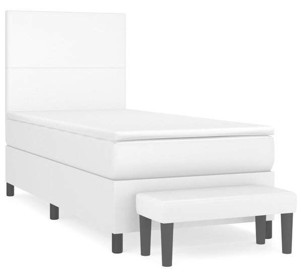 VidaXL Box spring postelja z vzmetnico bel 90x190 cm umetno usnje