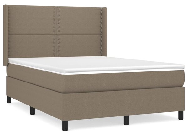 VidaXL Box spring postelja z vzmetnico taupe 140x200 cm blago