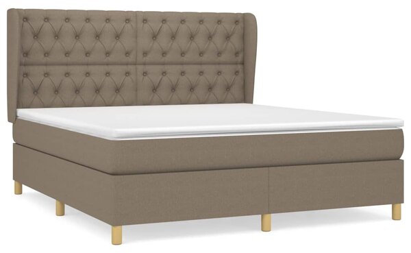 VidaXL Box spring postelja z vzmetnico taupe 160x200 cm blago