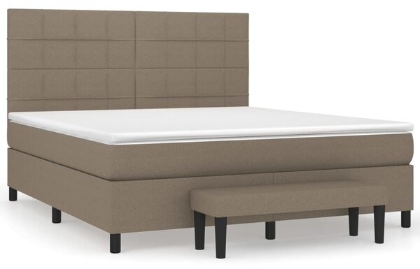 VidaXL Box spring postelja z vzmetnico taupe 160x200 cm blago