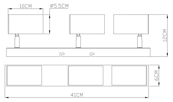 Globo 57911-3M - Reflektor ROBBY 3xGU10/35W/230V črna/medenina