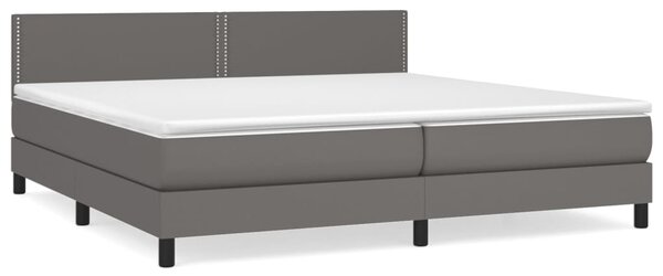 VidaXL Box spring postelja z vzmetnico siva 200x200 cm umetno usnje