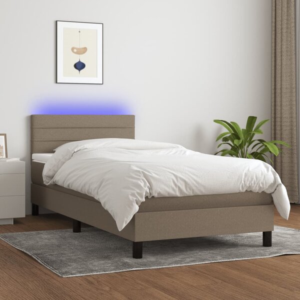 VidaXL Box spring postelja z vzmetnico LED taupe 80x200 cm blago