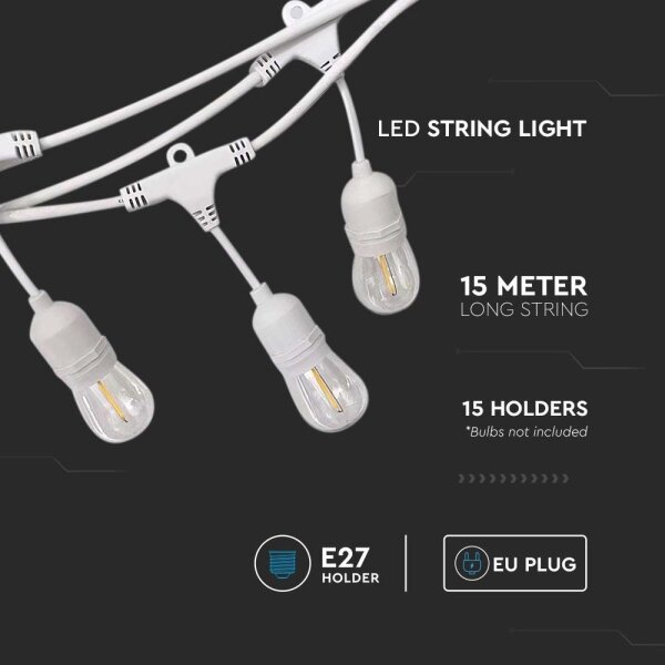 Zunanja veriga STRING 15xE27/40W/230V 15m IP65