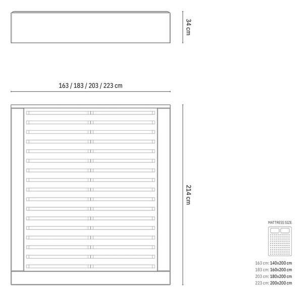 Svetlo siva oblazinjena zakonska postelja s prostorom za shranjevanje in z letvenim dnom 160x200 cm Simon – Micadoni